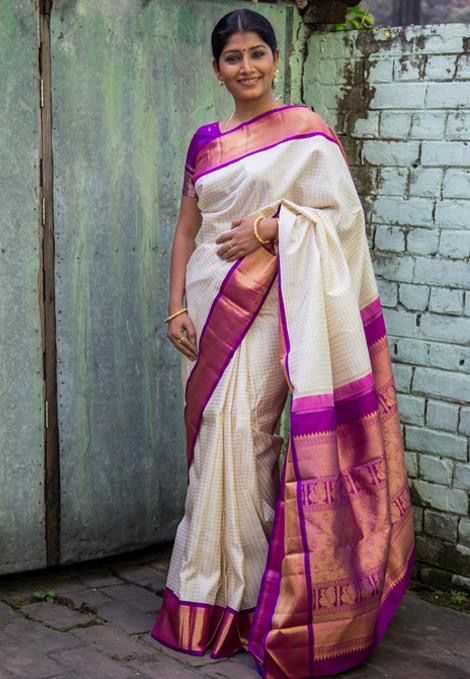 27.Purple Border Silksaree