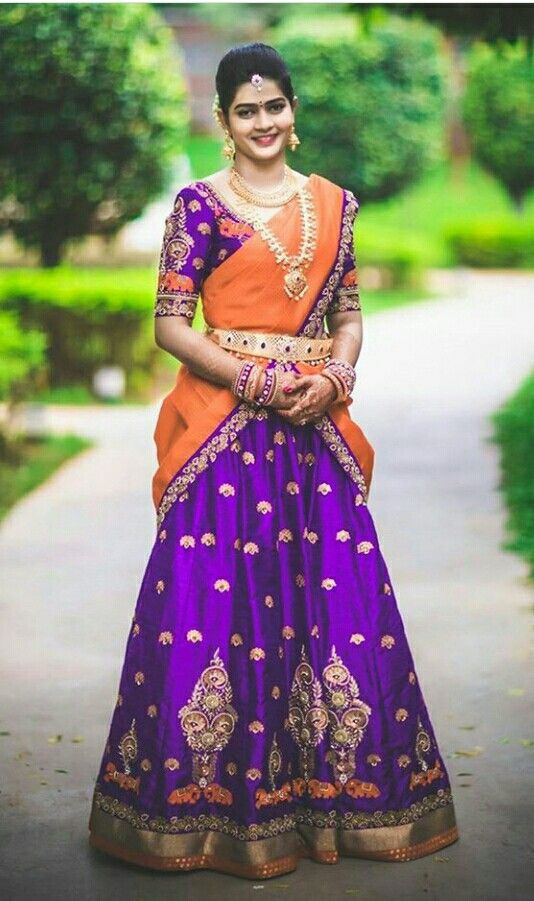 33.Purple with Orange bridal lehnga 