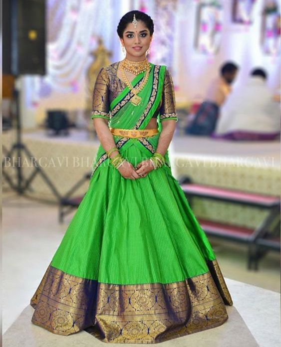 41. Green Traditional half saree