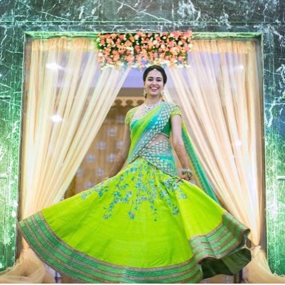 44.Light and Dark Green Bridal Lehnga 