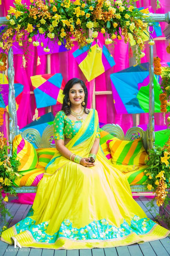 45.Yellow with Green Bridal Lehnga