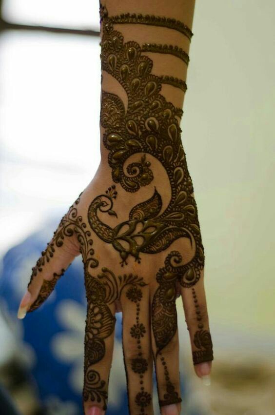 47.Modern Peacock Henna Design 