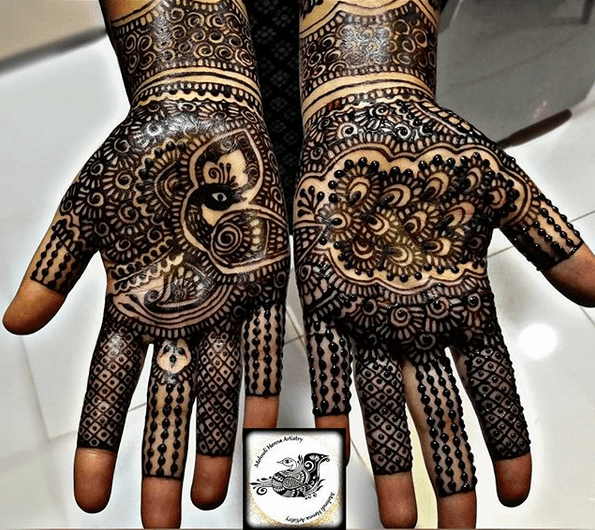 50.Black Peacock Mehndi Design 