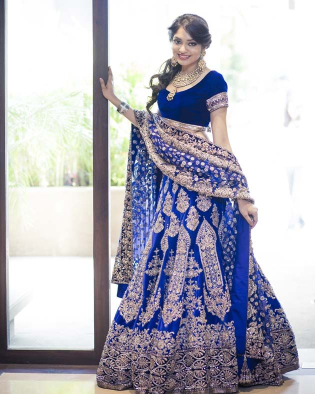 50.Royal Blue beautiful bridal lehenga