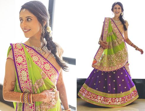 52.Green with Purple Bridal Lehnga 