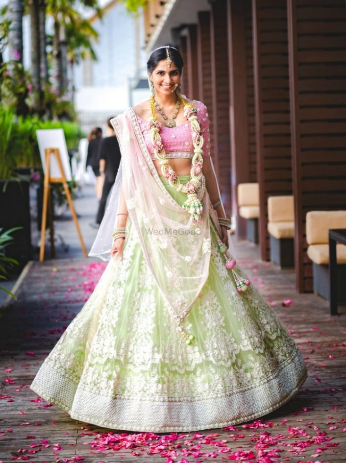 54.Green with Purple Bridal  lehnga 