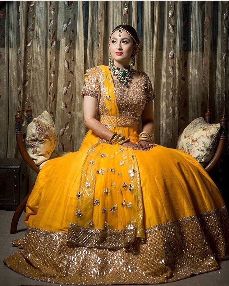 55.Yellow Glittering bridal lehnga 