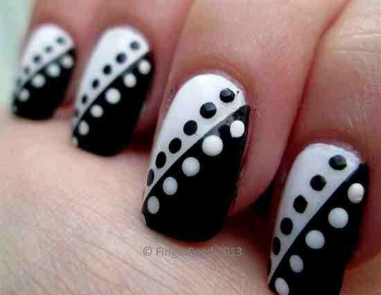 10.white dots and black dots nail art 