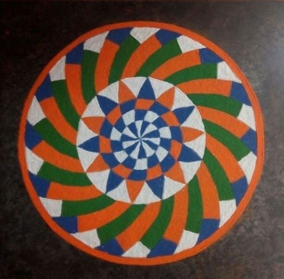 17.Geometric Independence day Rangoli  