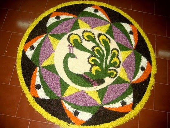 18.Peacock with Tricolor Flag Rangoli 