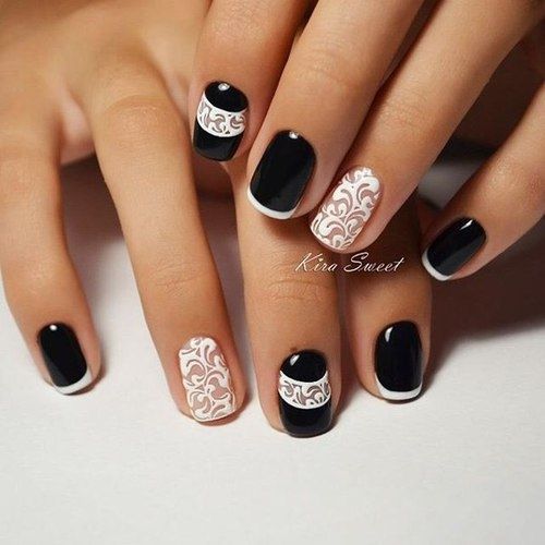 31.Designer Black and white Nail art trend 