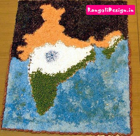 13.India Map Rangoli Design 