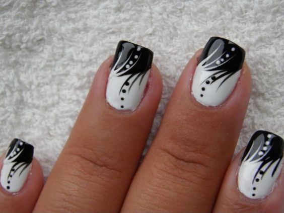 47.Black and white nails in different style 