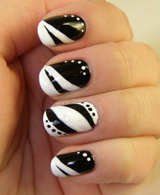 48.pretty black and white nails 