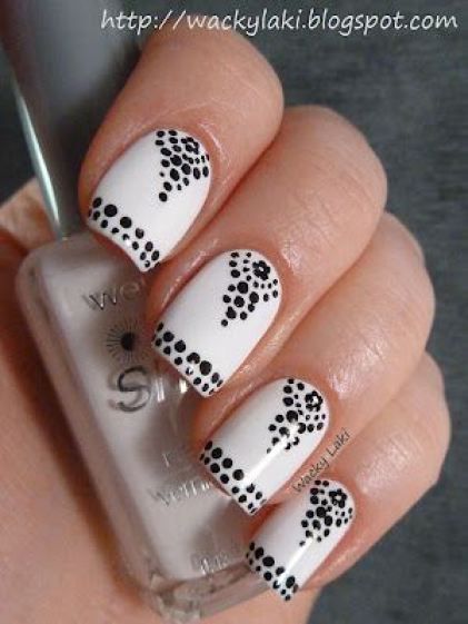 52.Simple black dots nail art 