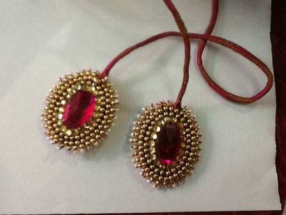 5.Red Kundan stone tassel 