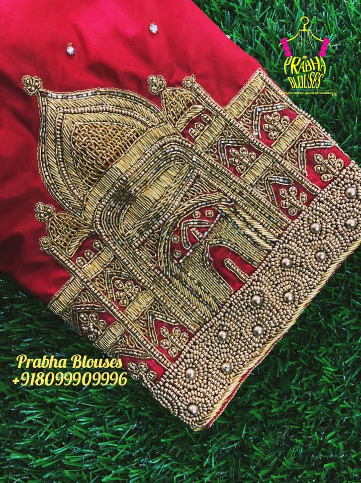 21.Taj Mahal design in bridal blouse 