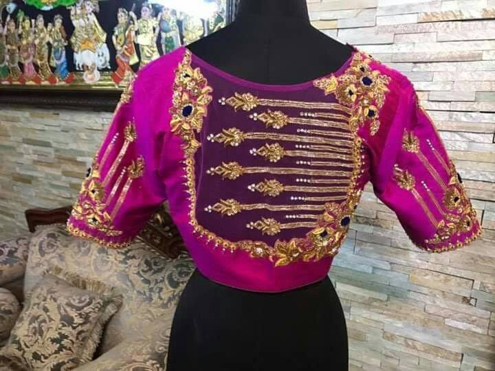 25.Bridal heavy work pink blouse 