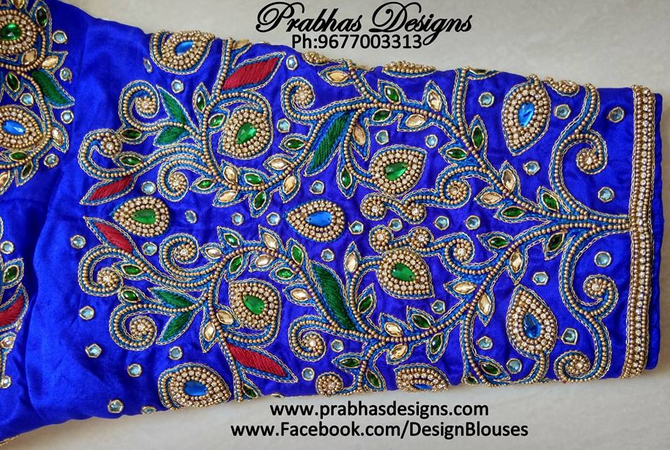 32.Royal Blue heavy jardosi work bridal blouse 