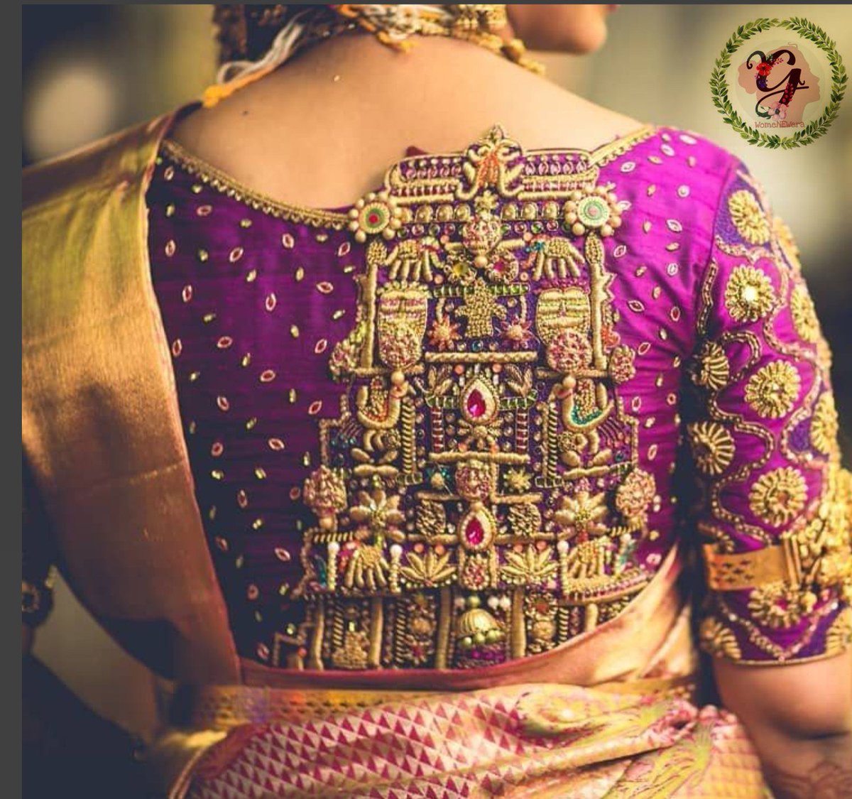 8.Temple design in bridal blouse 