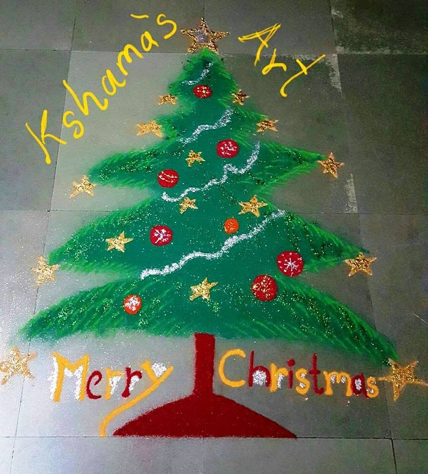 11.Glittering Christmas tree rangoli