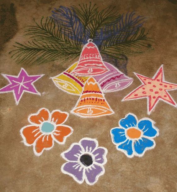 20.Four Christmas bells rangoli 