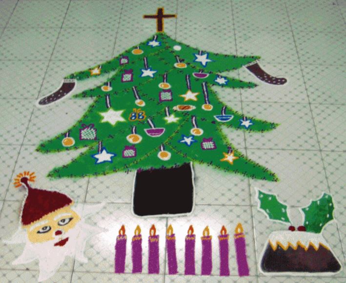 8.Santa and Christmas Tree rangoli 
