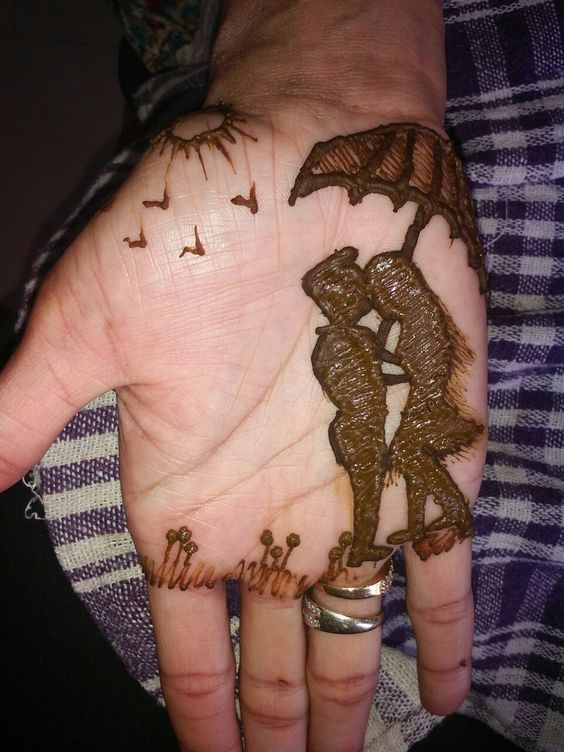 1.Cute couple mehndi design