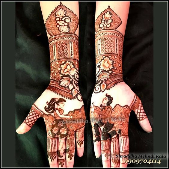 11.Cute couple proposal mehndi design 