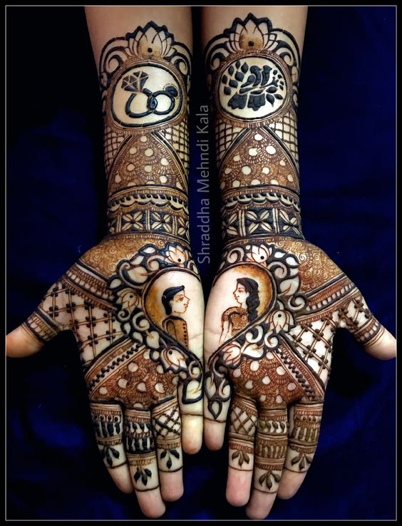 8.Couples ring birds mehndi design 