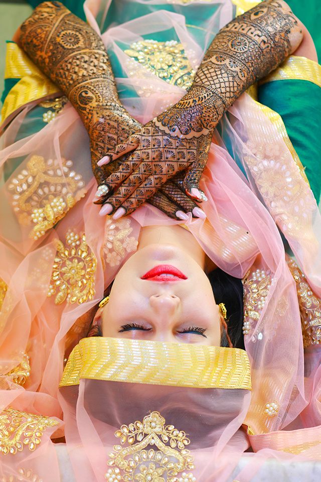 Bridal Mehndi for Pink Dress bride