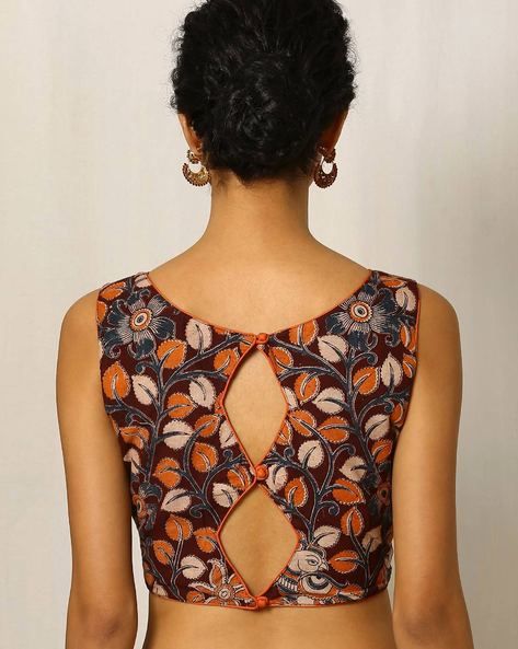 Brown with orange kalamkari blouse