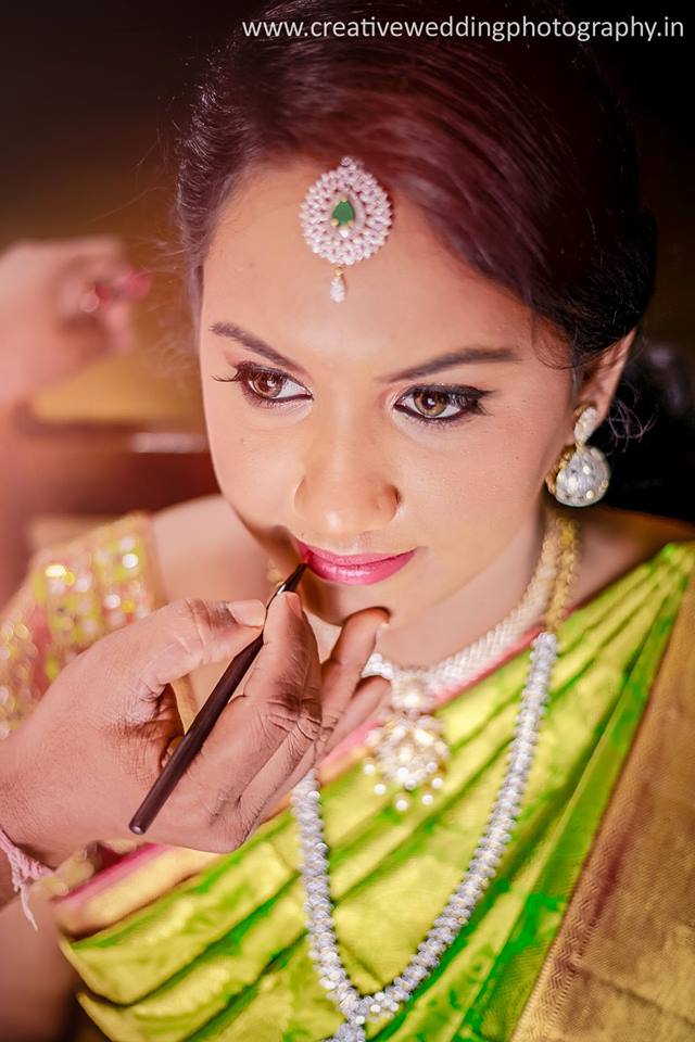 Bridal Makeup for Green saree bride