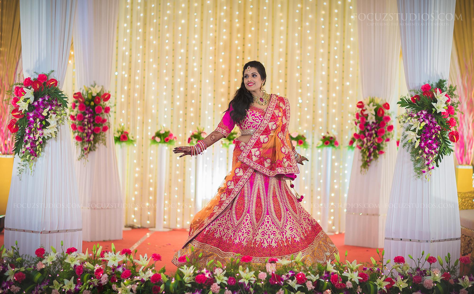 Pink with Orange Bridal Lehenga