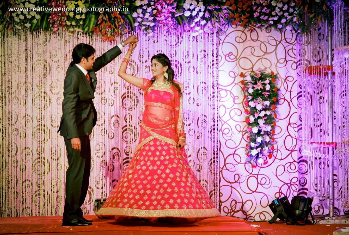 Pink Lehenga with golden Dots