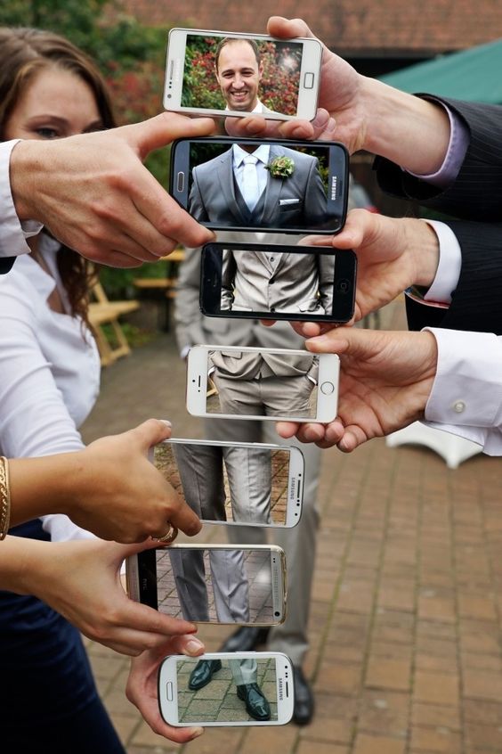 Groom photo in multiple phones