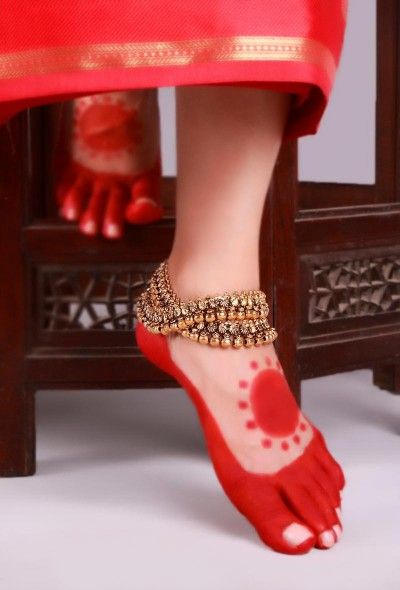 Double line Metallic Gold Anklet