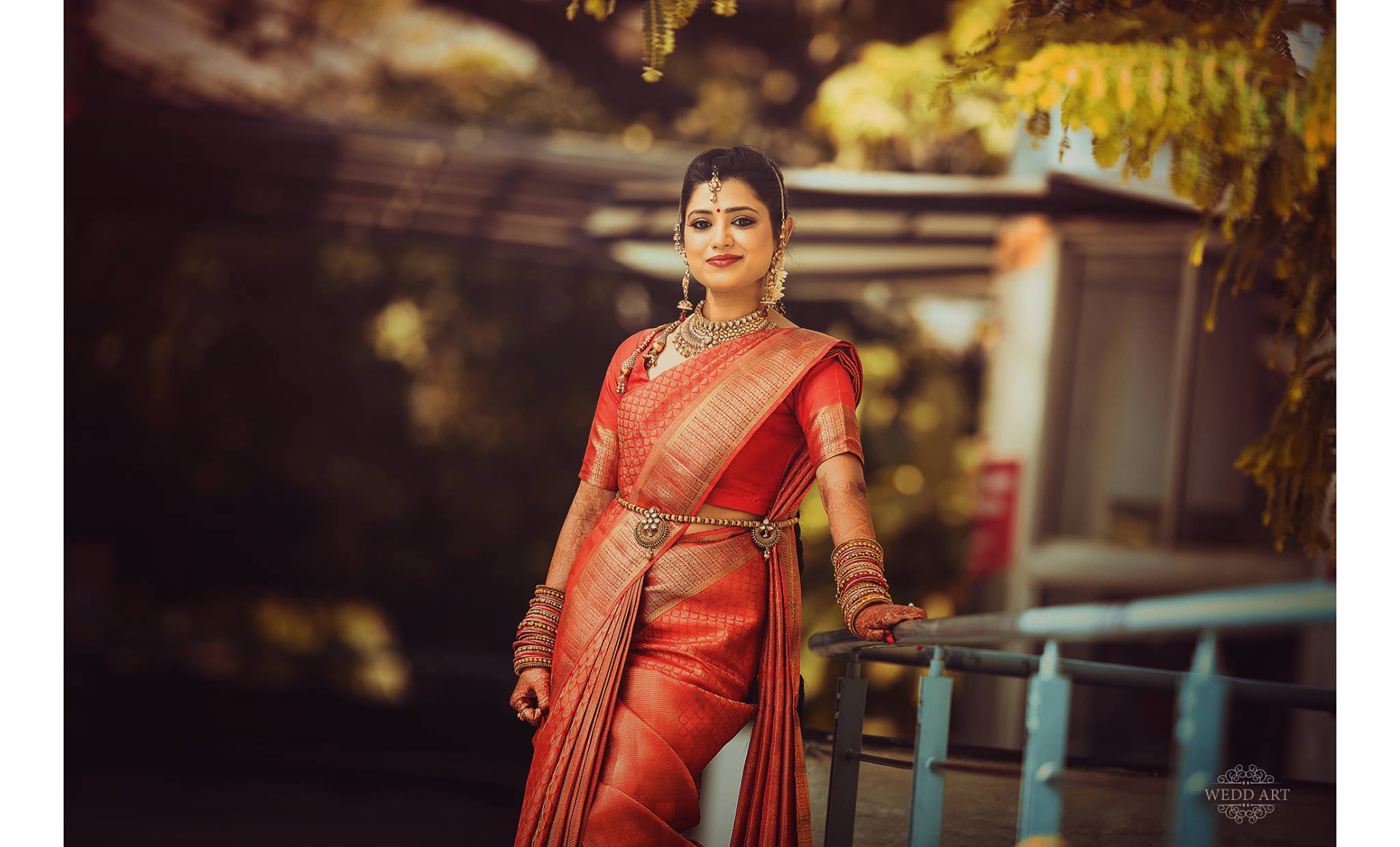 Plain Orange kancipuram silk saree