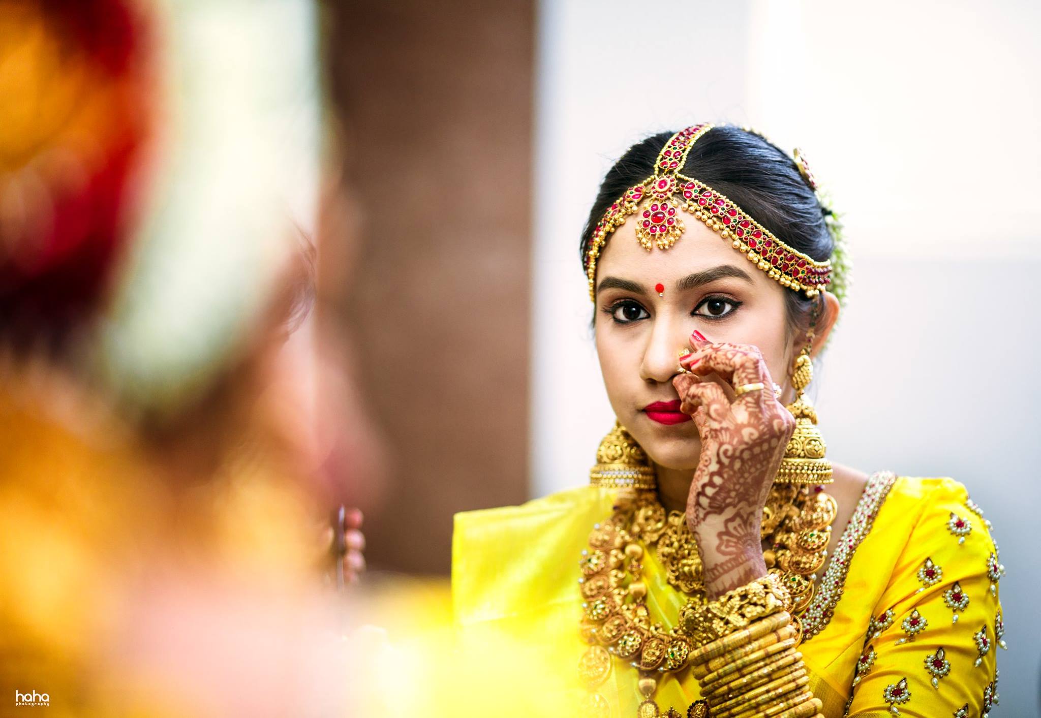 Yellow Bridal Blouse with pearl work