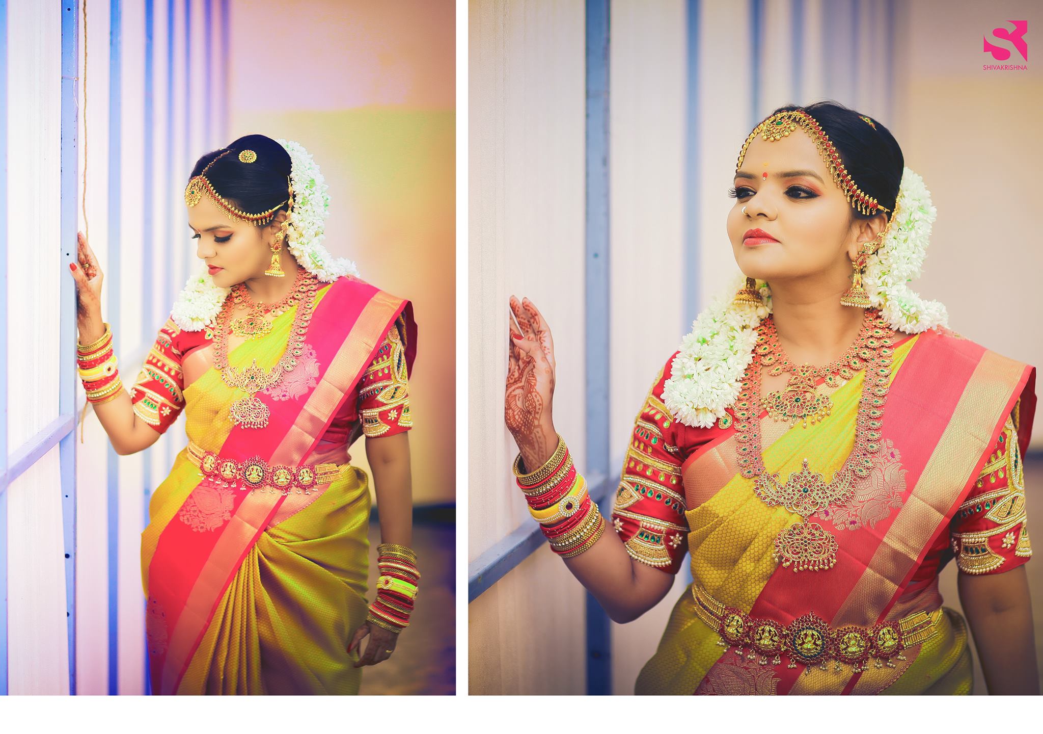 yellow Silk saree with Red Border