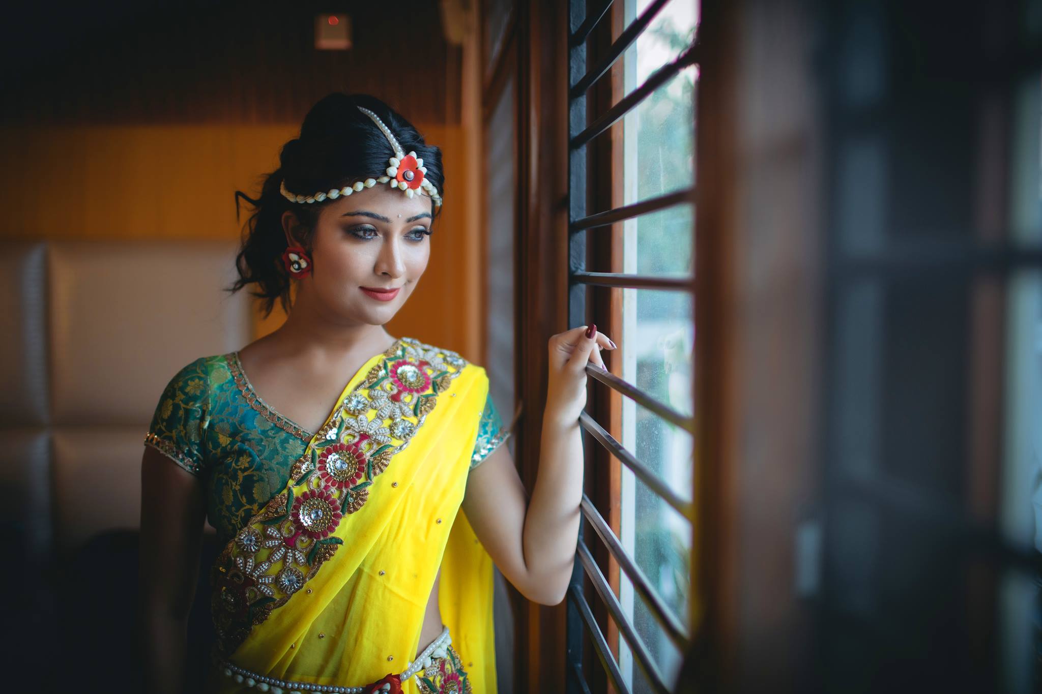 Bride with flower jewelry