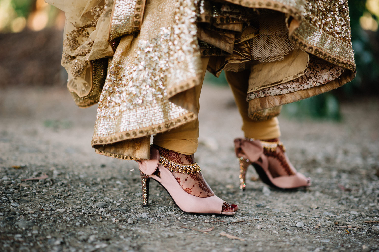 Pink with Golden color Bridal Heel