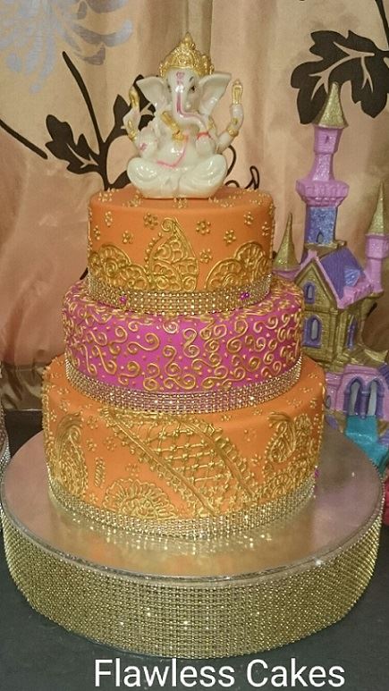 Orange with Pink Henna Cake