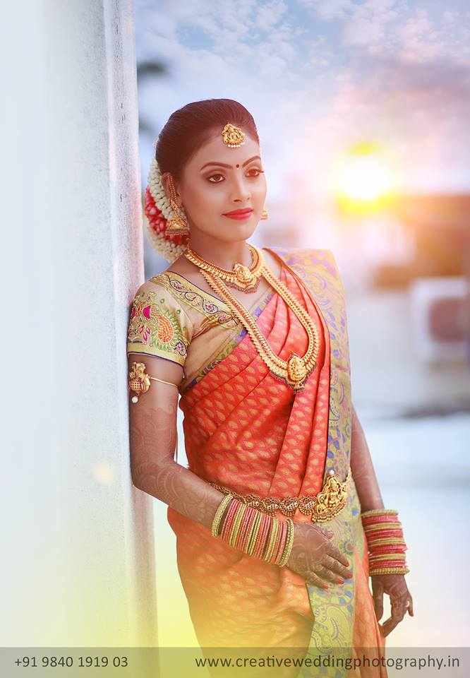 Orange with Sandal Border Silk saree