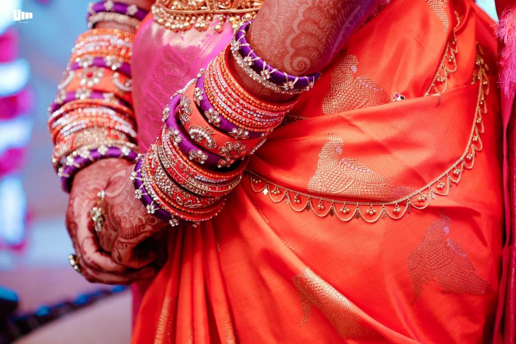 Orange with Violet silk thread Bangle