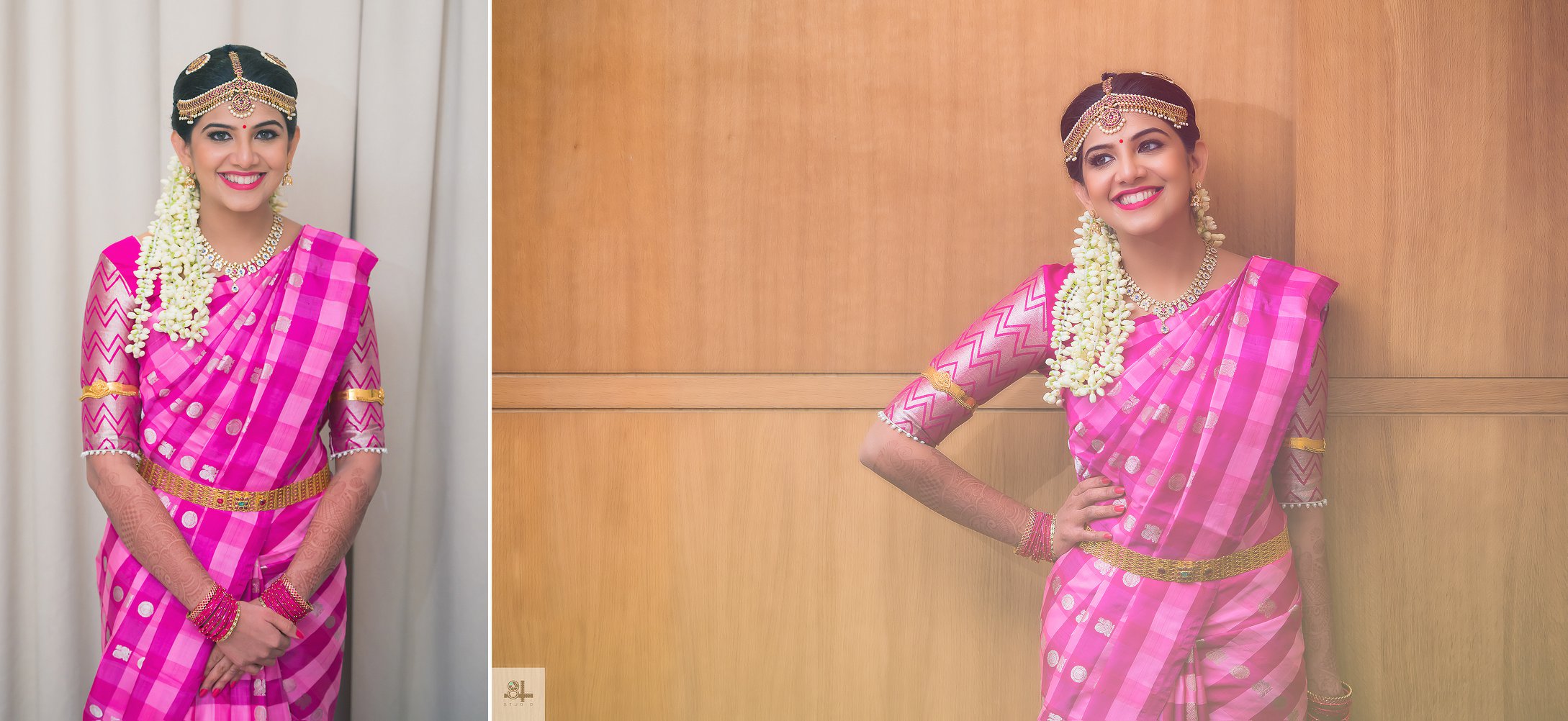 Pink with silver silksaree 