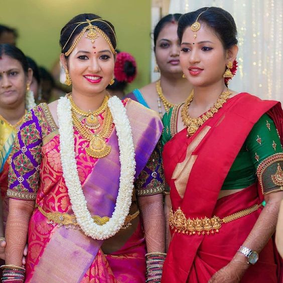 Pink silksaree with Violet border