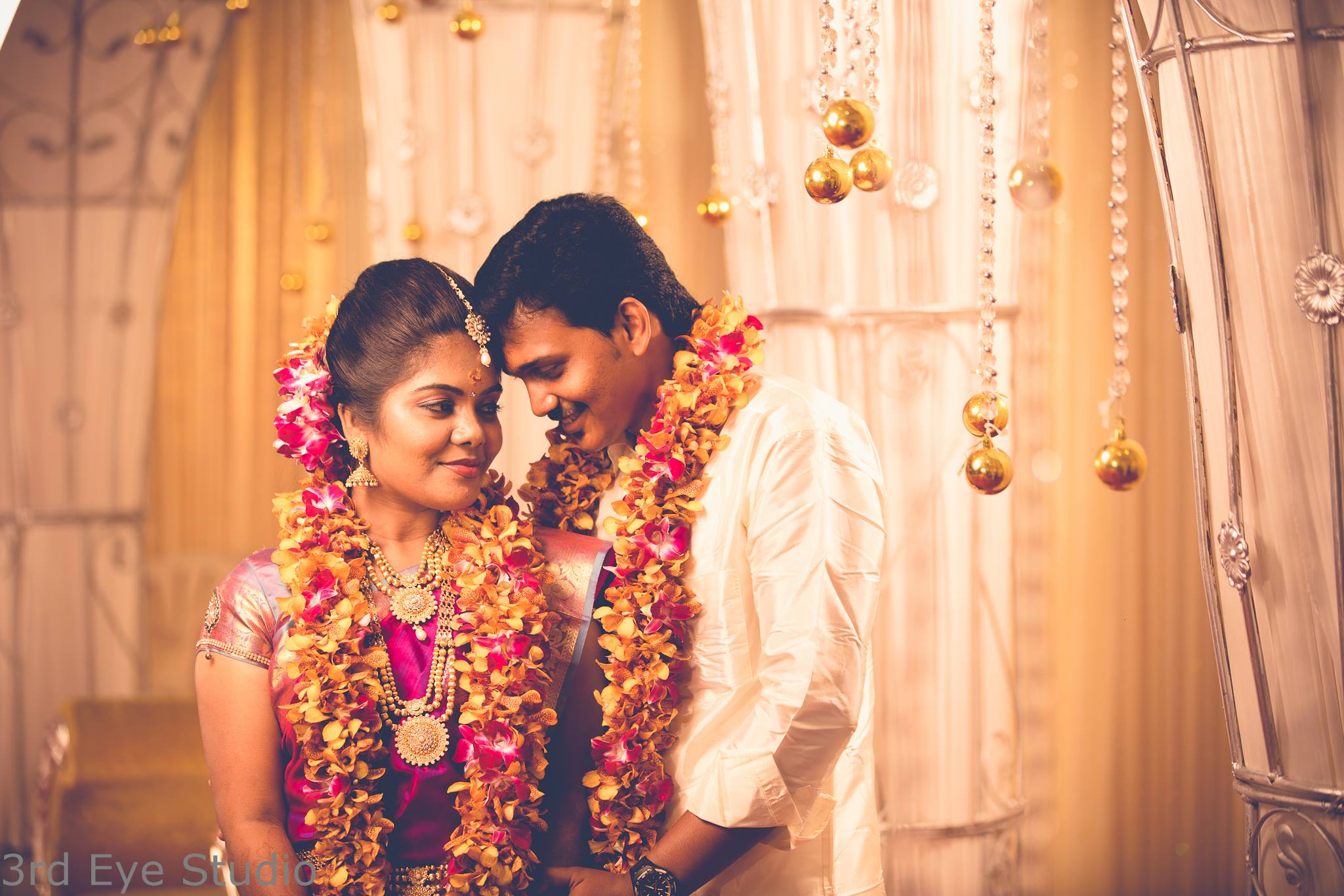 Pink with Golden Orchid Flower Wedding Garland