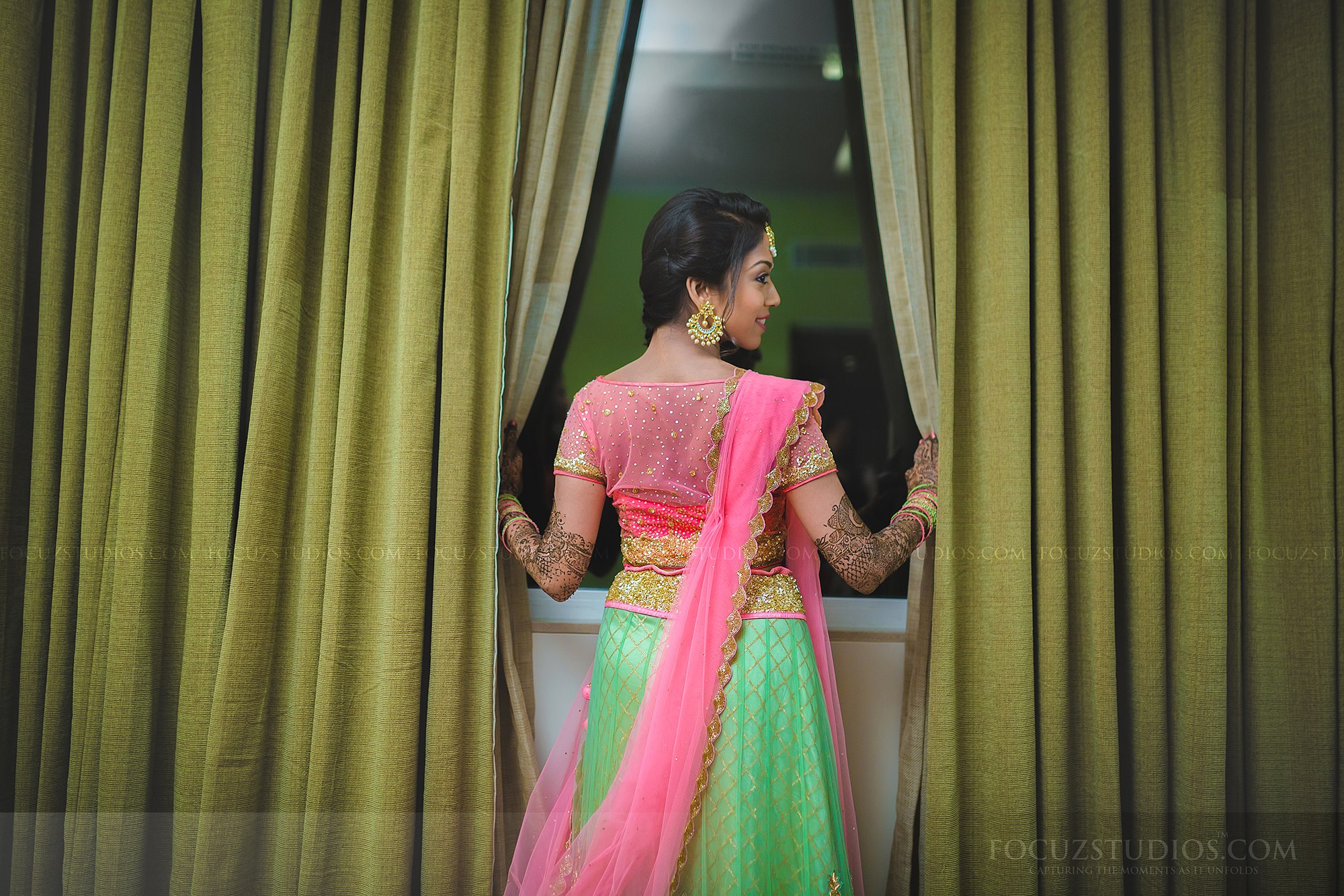 Pink with Green Designer Lehenga