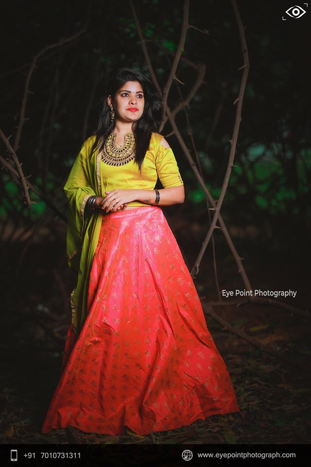 Cute Yellow with Pink Lehnga 